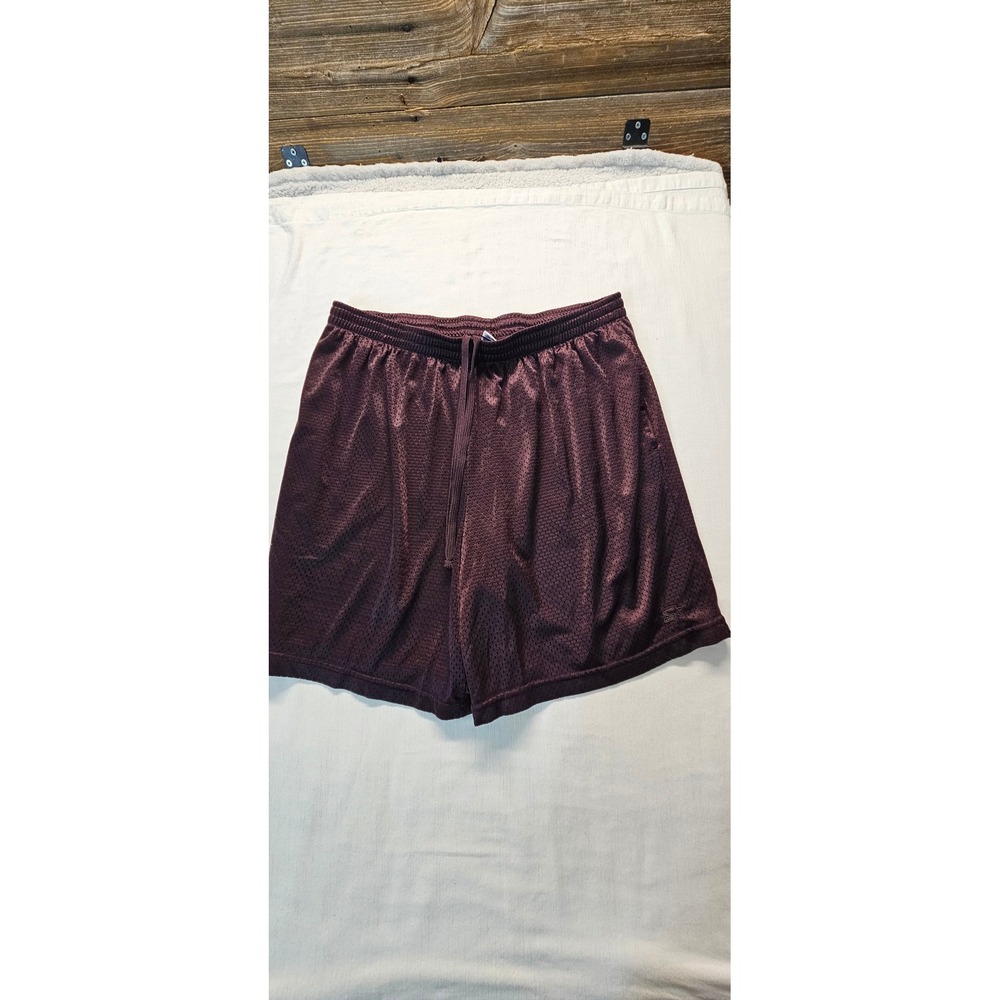 Y2K Mens Mesh Athletic Shorts Burgundy Maroon XL Basketball Gym Drawstring